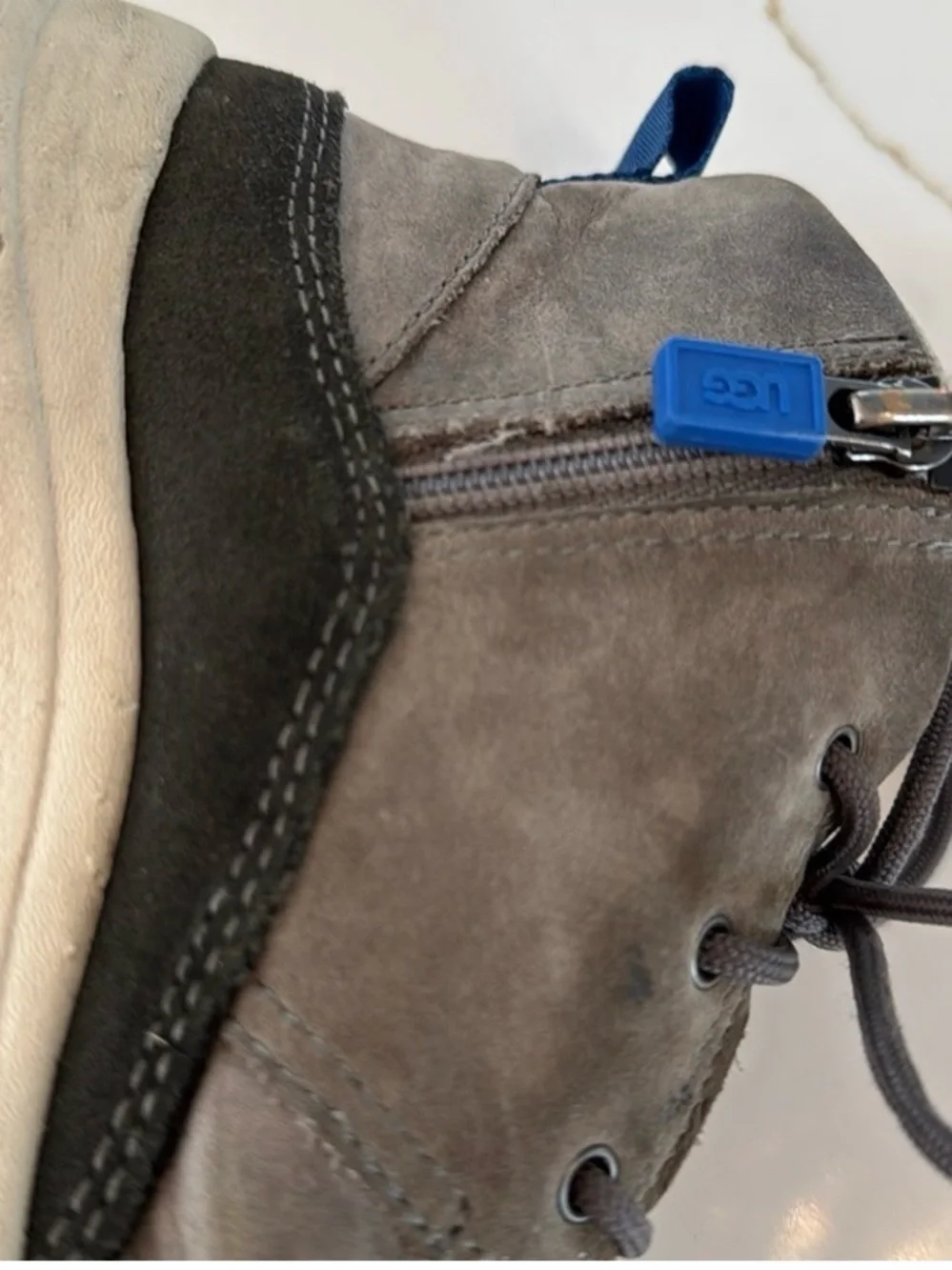 UGG Kids Gray Canoe III Weather Boot with Blue Outsole Accents